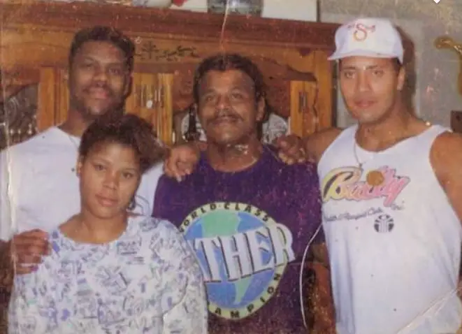 Curtis Bowles With Father, Dwayne The Rock And Sister Wanda 